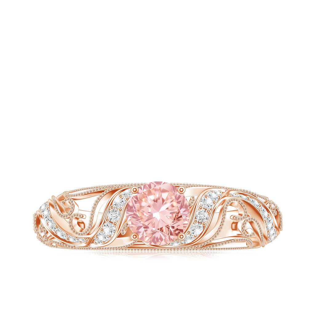 Lab Grown Pink Diamond Vintage Inspired Engagement Ring IGI Certified