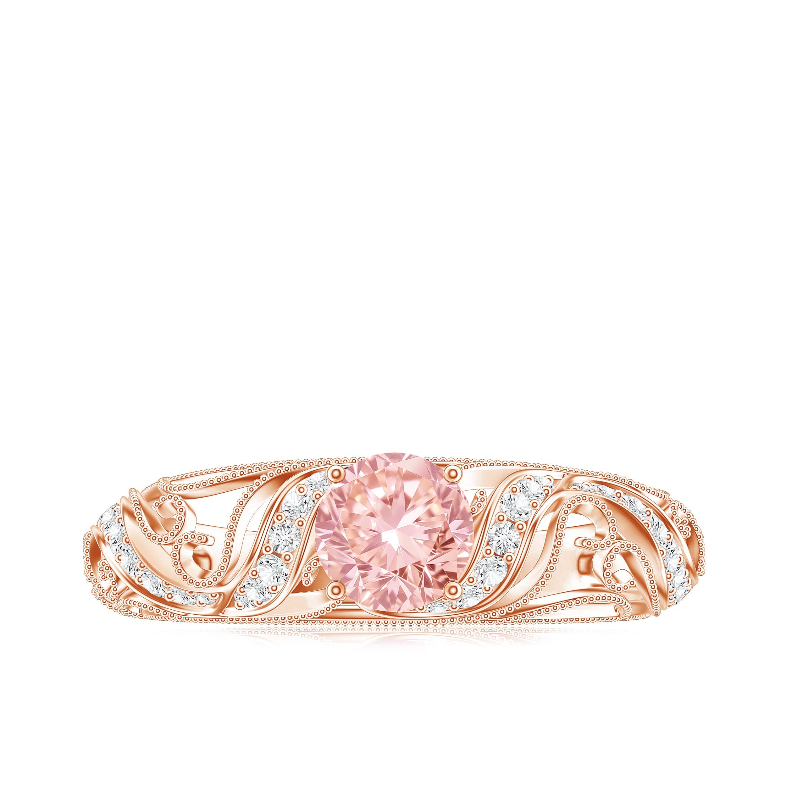 Lab Grown Pink Diamond Vintage Inspired Engagement Ring IGI Certified