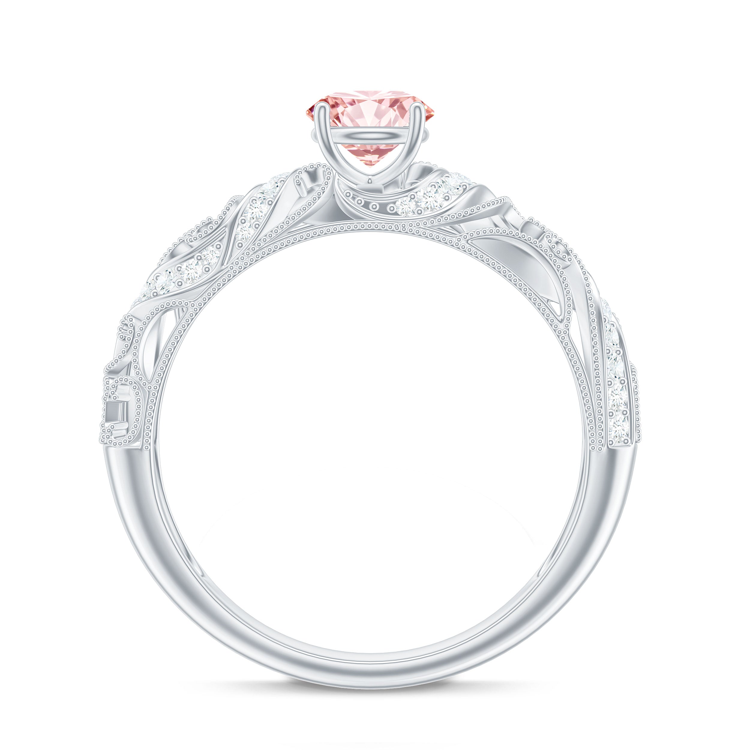Lab Grown Pink Diamond Vintage Inspired Engagement Ring IGI Certified