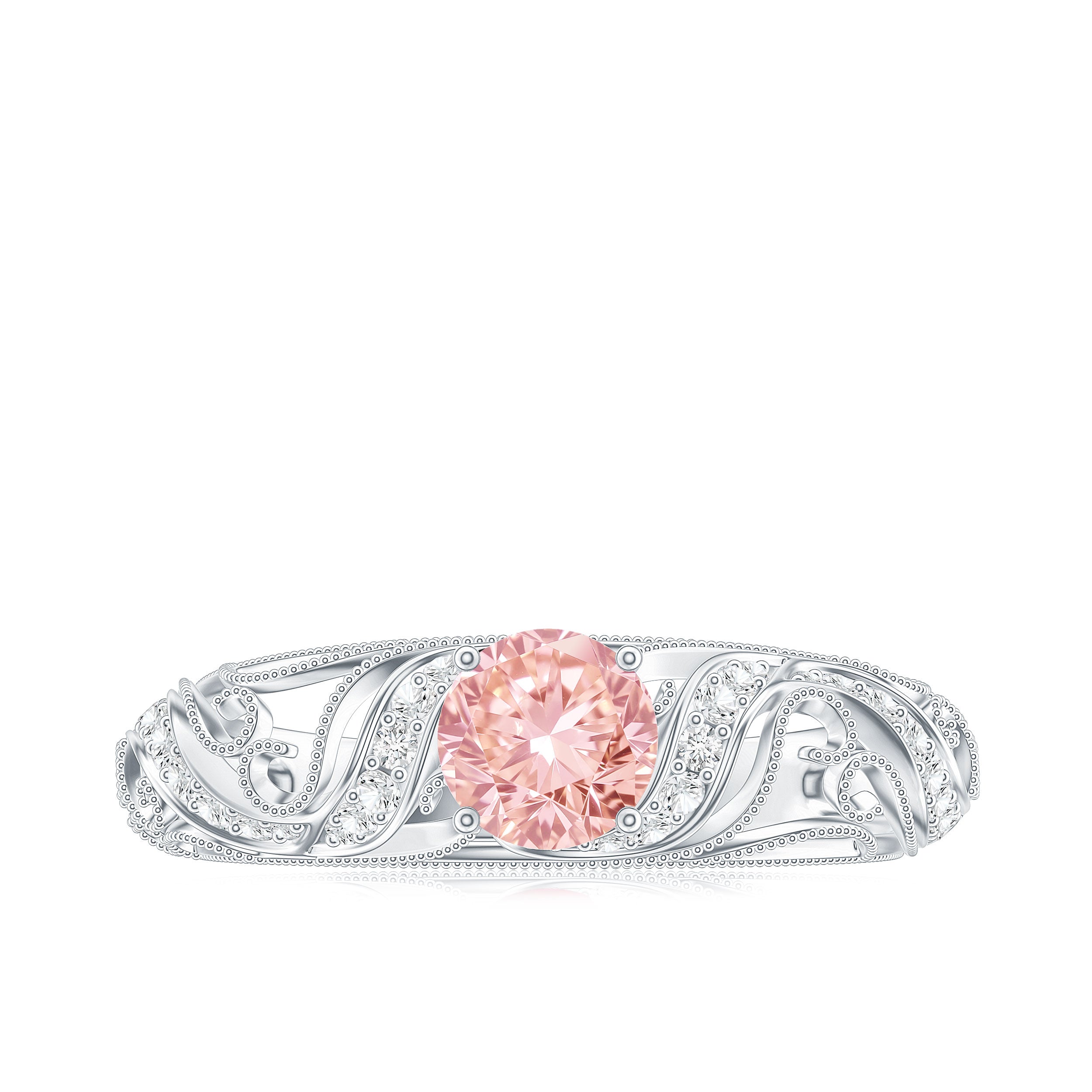 Lab Grown Pink Diamond Vintage Inspired Engagement Ring IGI Certified