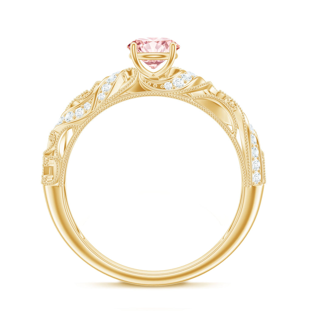 Lab Grown Pink Diamond Vintage Inspired Engagement Ring IGI Certified