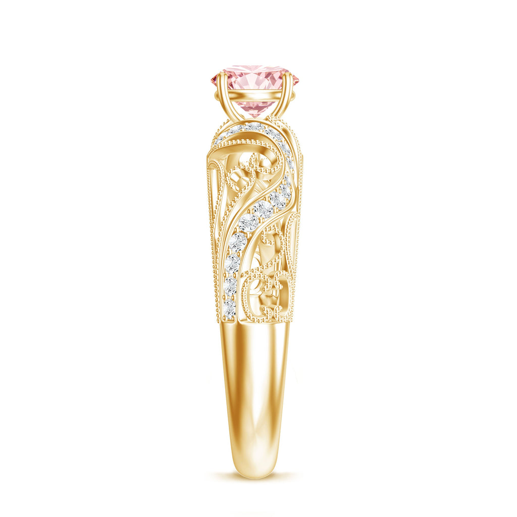 Lab Grown Pink Diamond Vintage Inspired Engagement Ring IGI Certified
