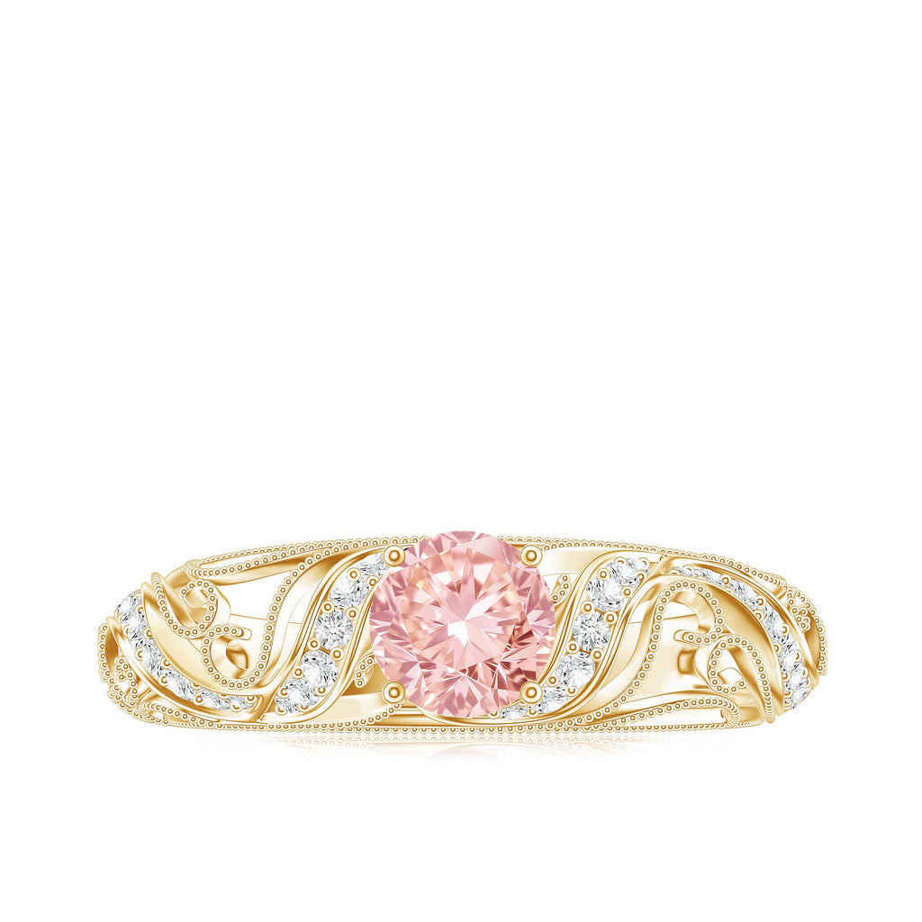 Lab Grown Pink Diamond Vintage Inspired Engagement Ring IGI Certified