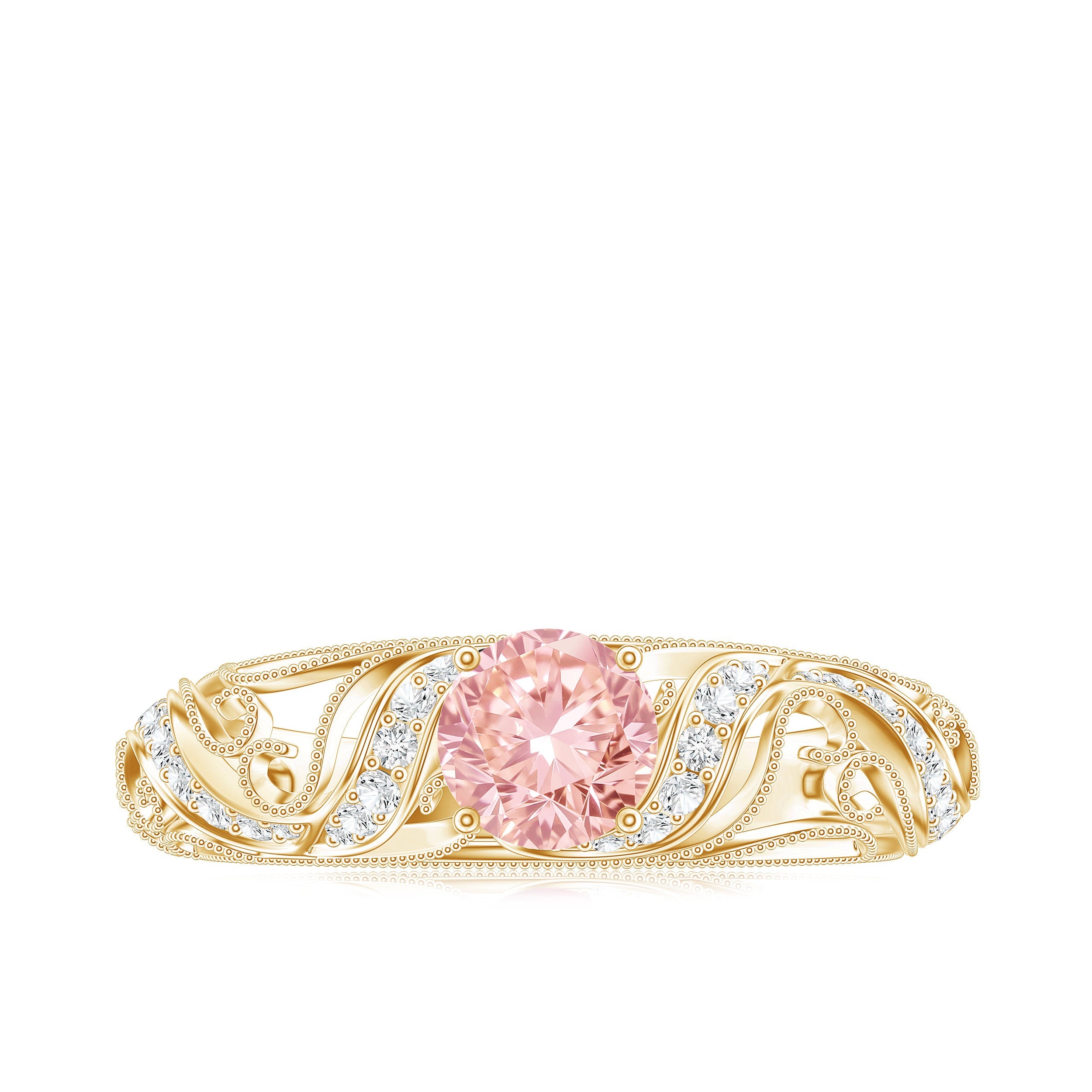 Lab Grown Pink Diamond Vintage Inspired Engagement Ring IGI Certified