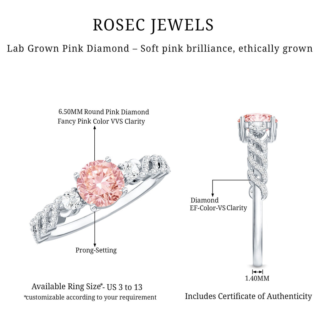 Lab Grown Fancy Pink Diamond Engagement Ring with IGI Certificate