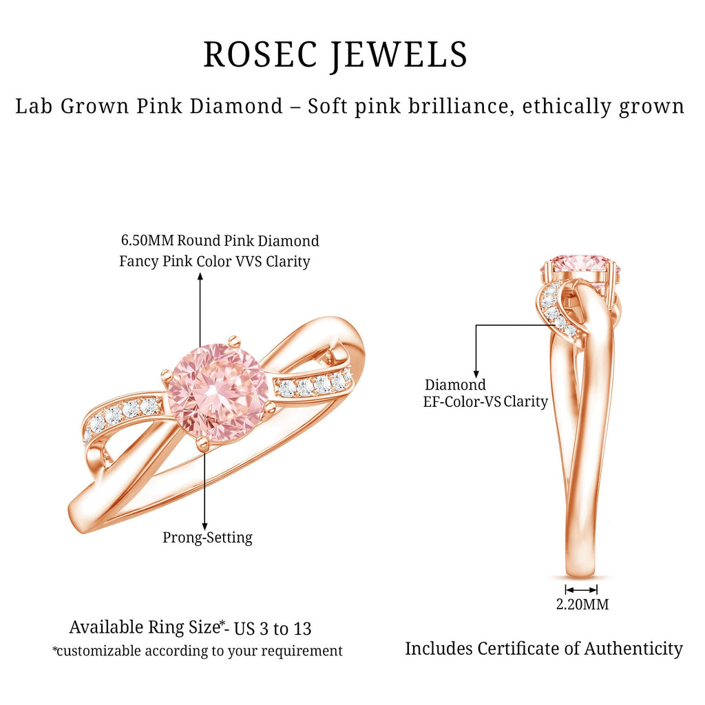 IGI Certified Lab Grown Pink Diamond Classic Engagement Ring