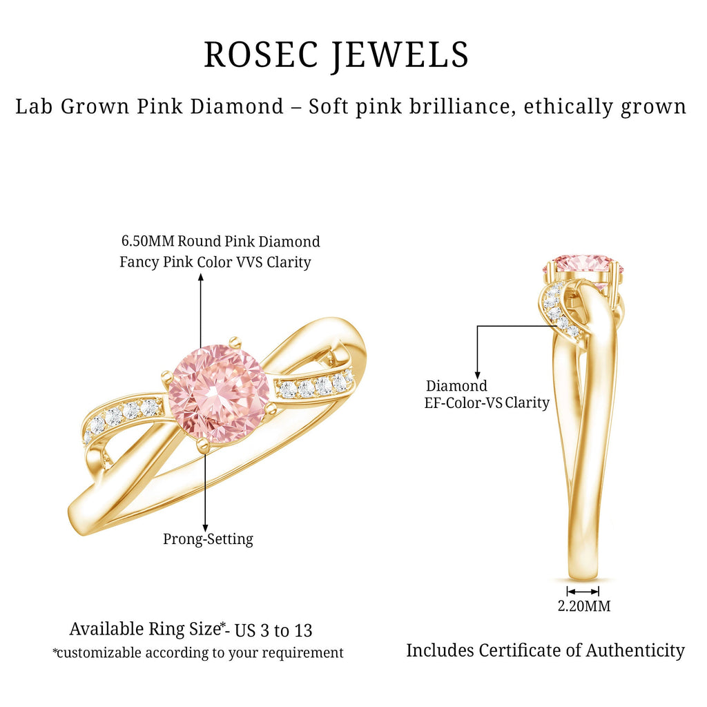 IGI Certified Lab Grown Pink Diamond Classic Engagement Ring