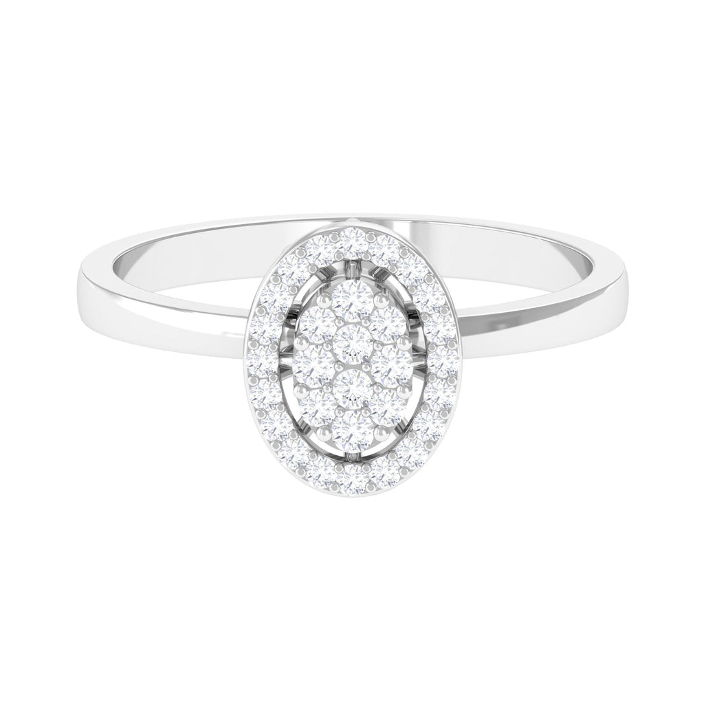 Natural Diamond Cluster Engagement Ring with Halo