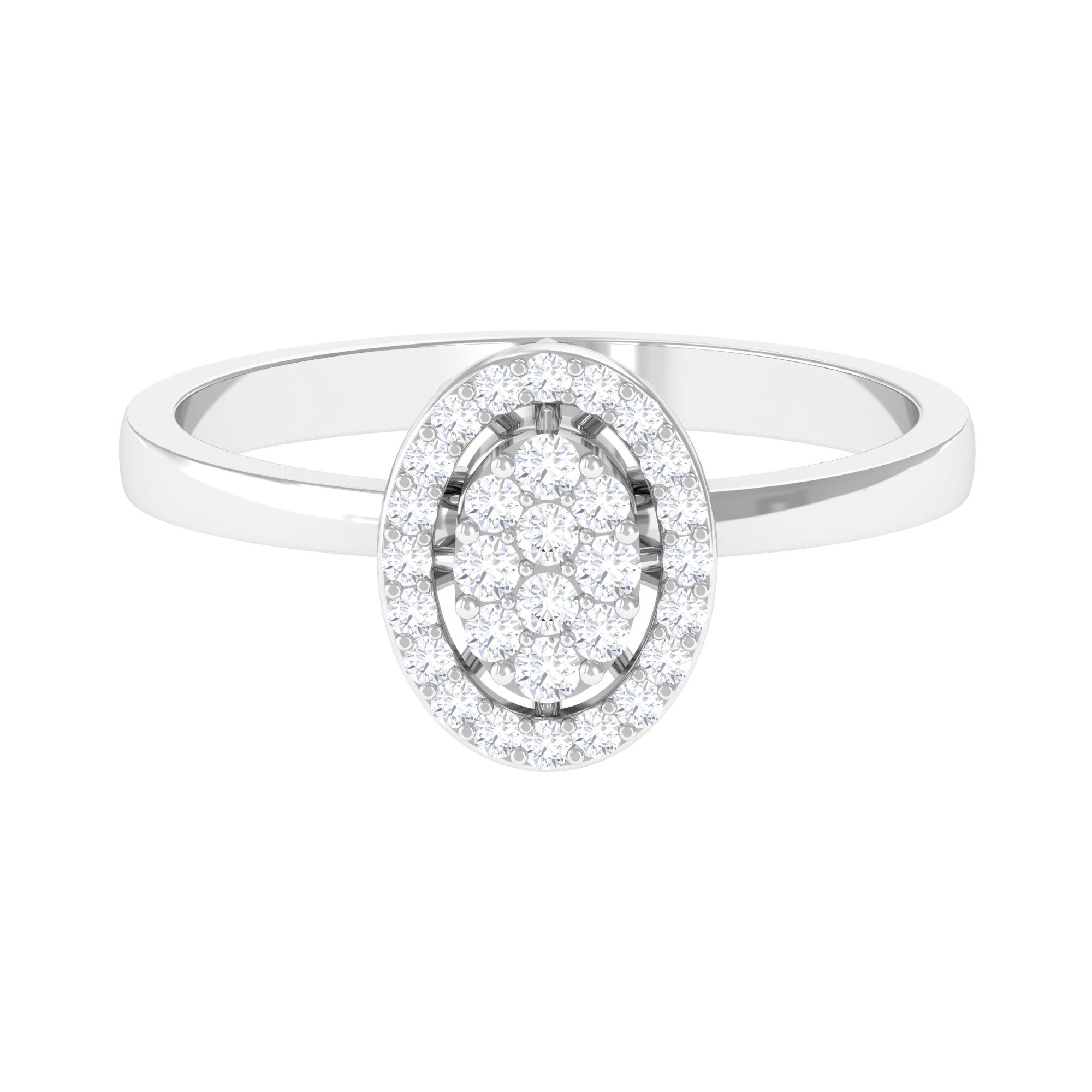 Natural Diamond Cluster Engagement Ring with Halo
