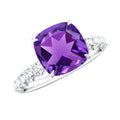 2 Carat Amethyst Cushion Cut Engagement Ring with Diamond