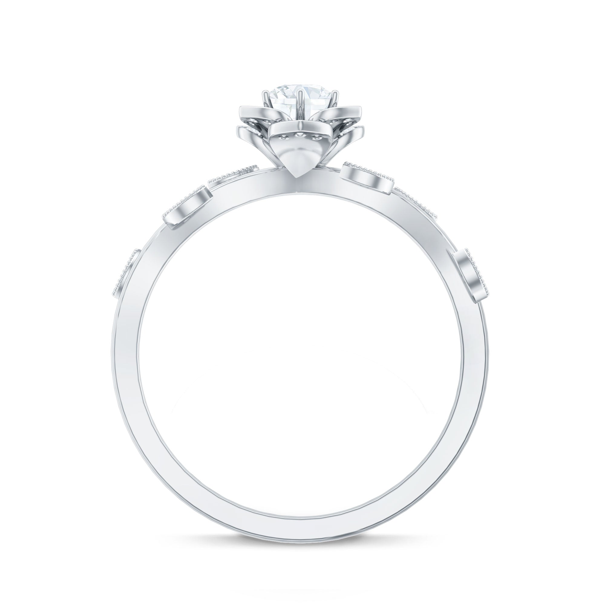 Natural Diamond Flower Engagement Ring For Women