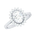 Oval Halo Engagement Ring with Moissanite