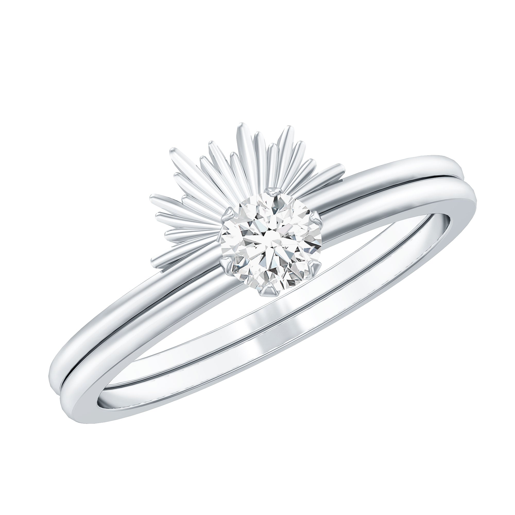 Certified Natural Diamond Promise Ring with Sunburst Enhancer