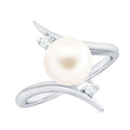 Cultured 7.4 Carat Freshwater Pearl Engagement Ring with Diamond Bypass Shank