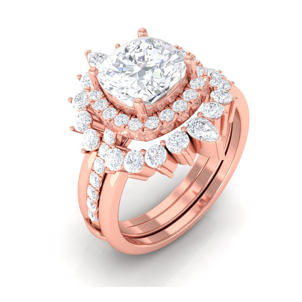 Cushion Cut Moissanite Vintage Inspired Wedding Ring Set