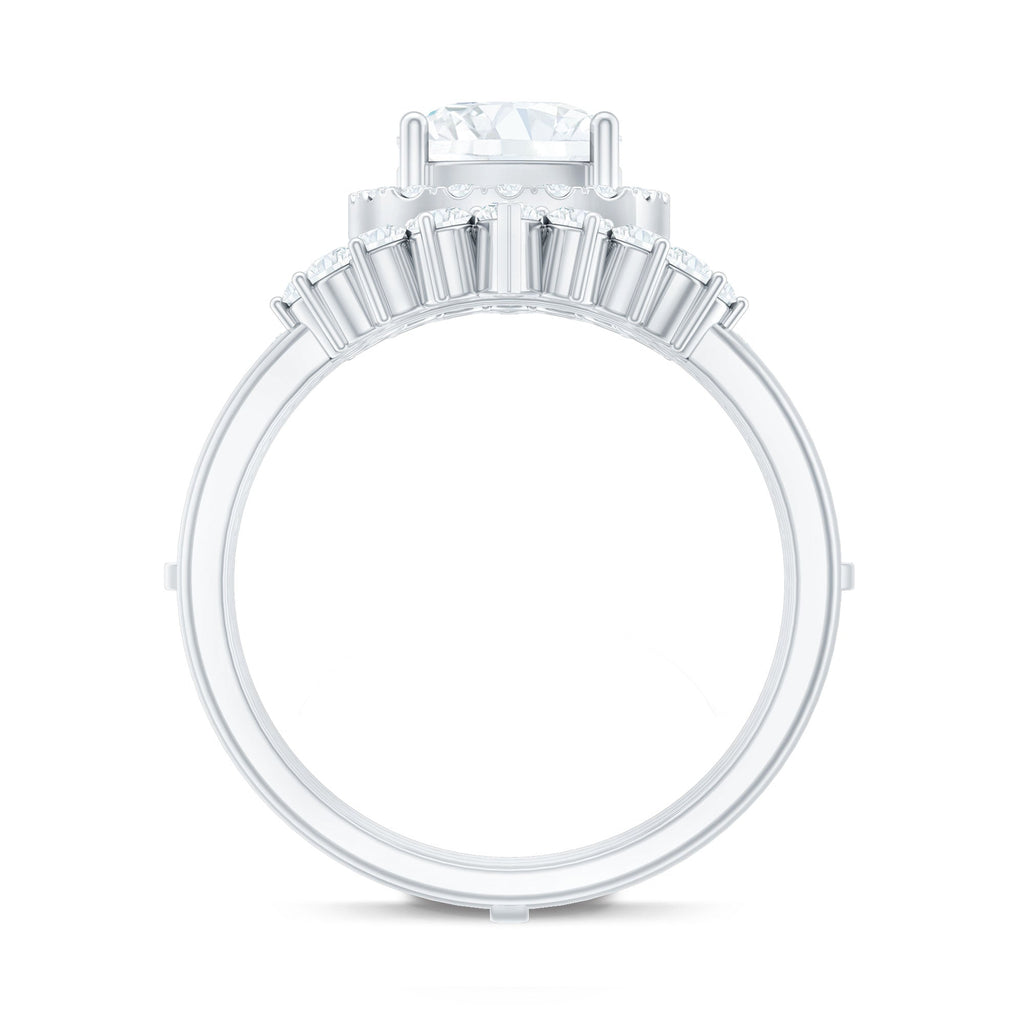 Cushion Cut Moissanite Vintage Inspired Wedding Ring Set