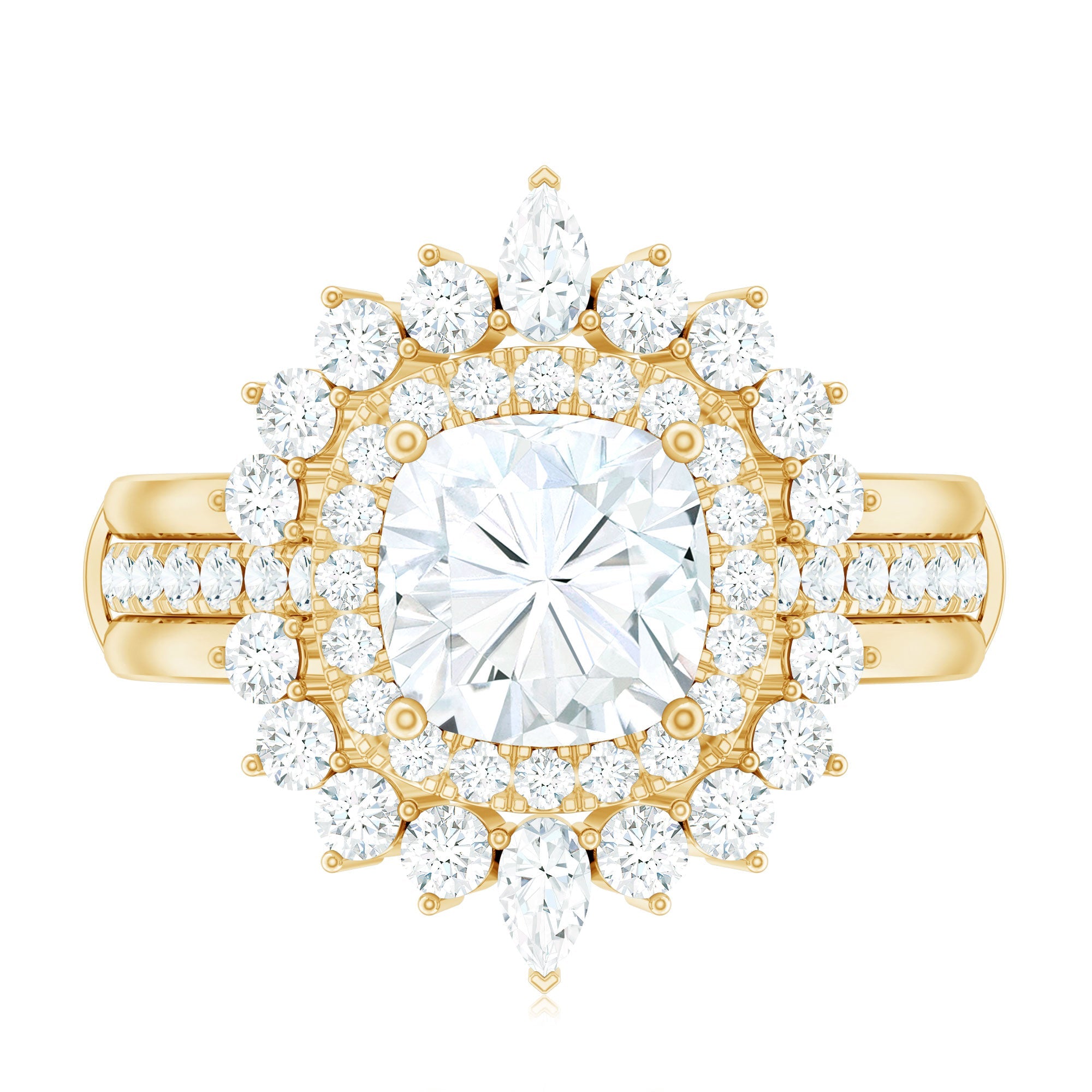 Cushion Cut Moissanite Vintage Inspired Wedding Ring Set
