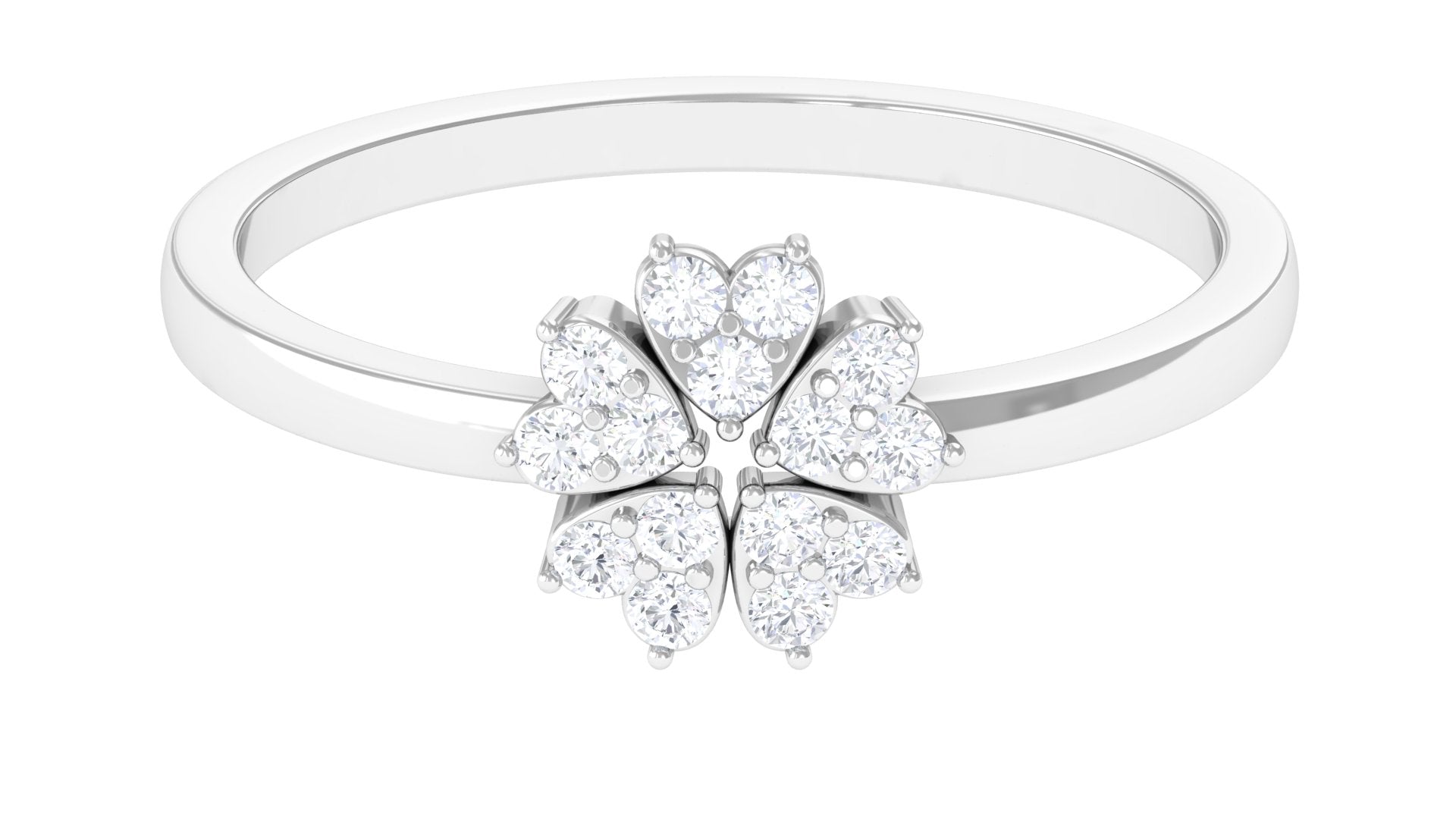 Natural Diamond Flower Promise Ring