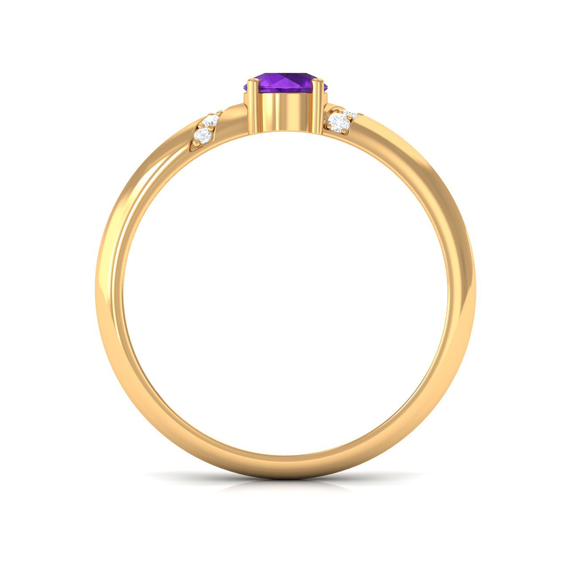 Natural Amethyst Promise Ring with Diamond for Women