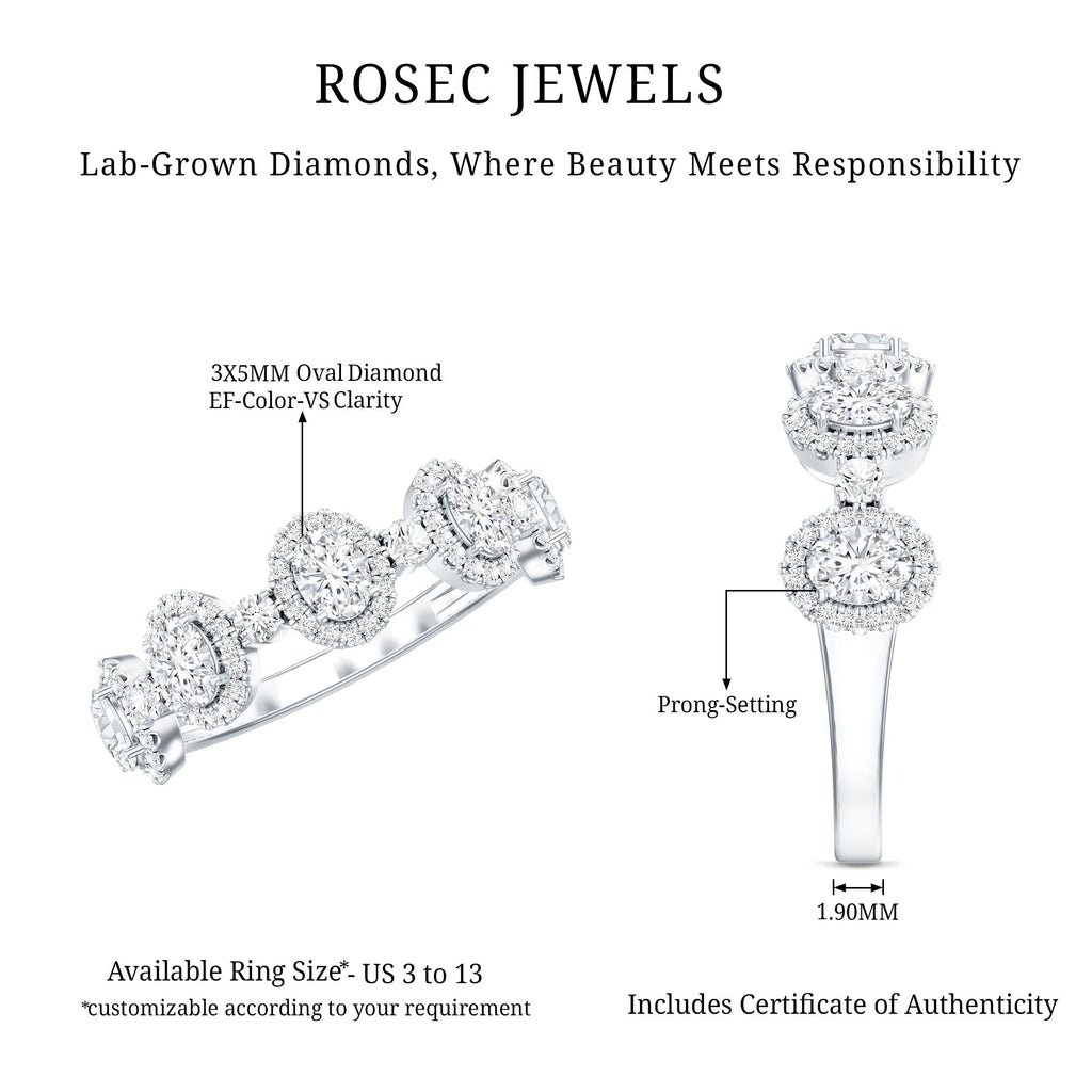 Designer Lab Grown Diamond Half Eternity Wedding Band Ring