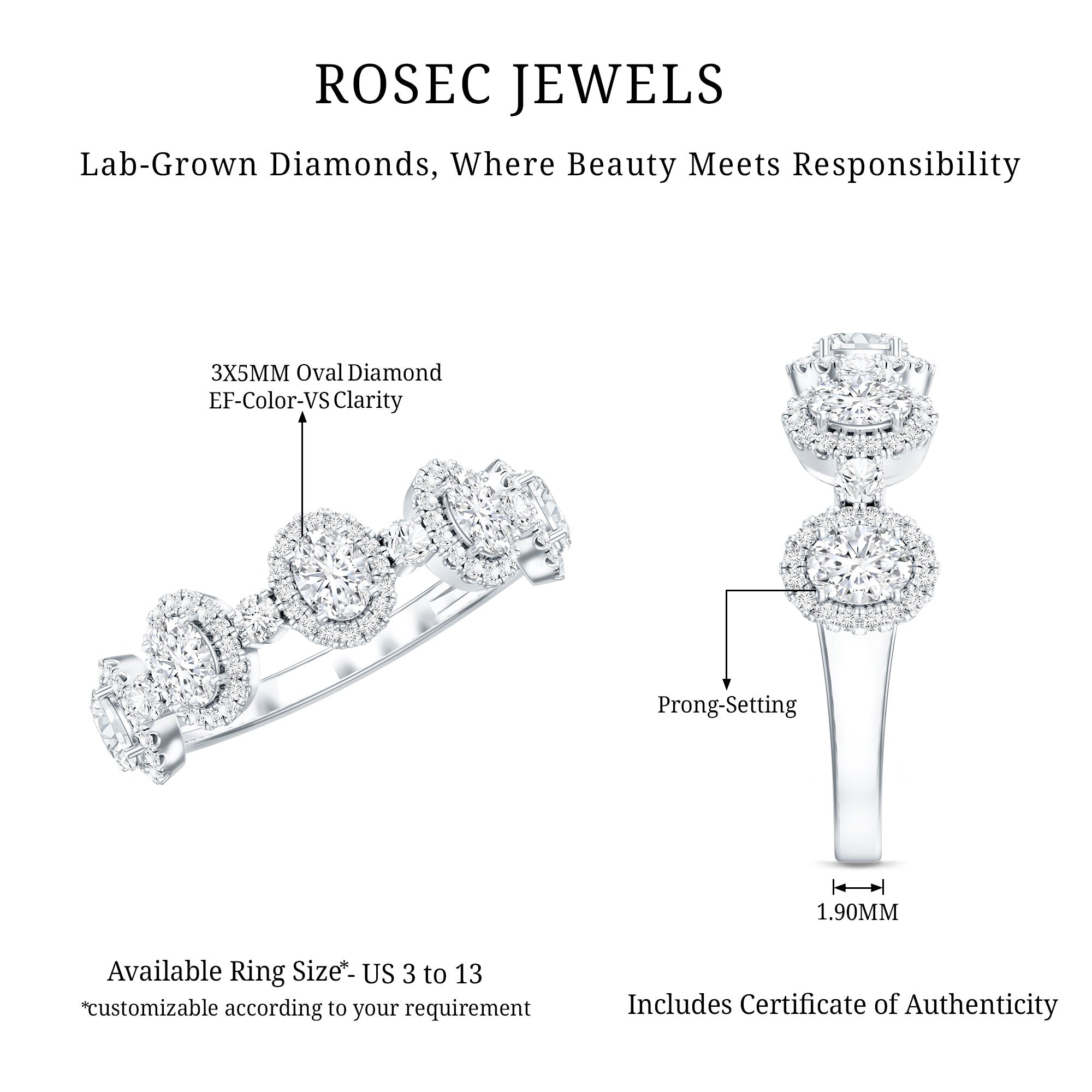 Designer Lab Grown Diamond Half Eternity Wedding Band Ring
