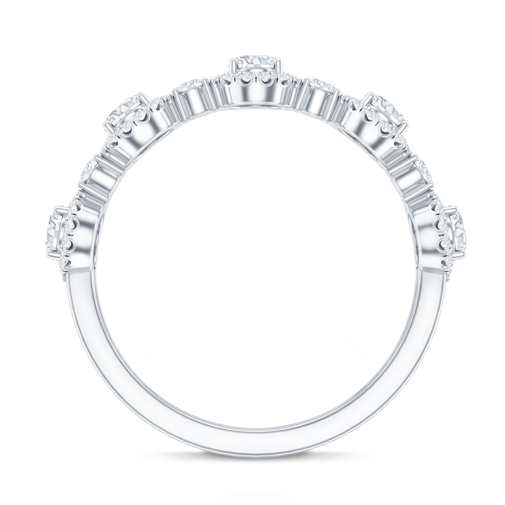 Designer Lab Grown Diamond Half Eternity Wedding Band Ring