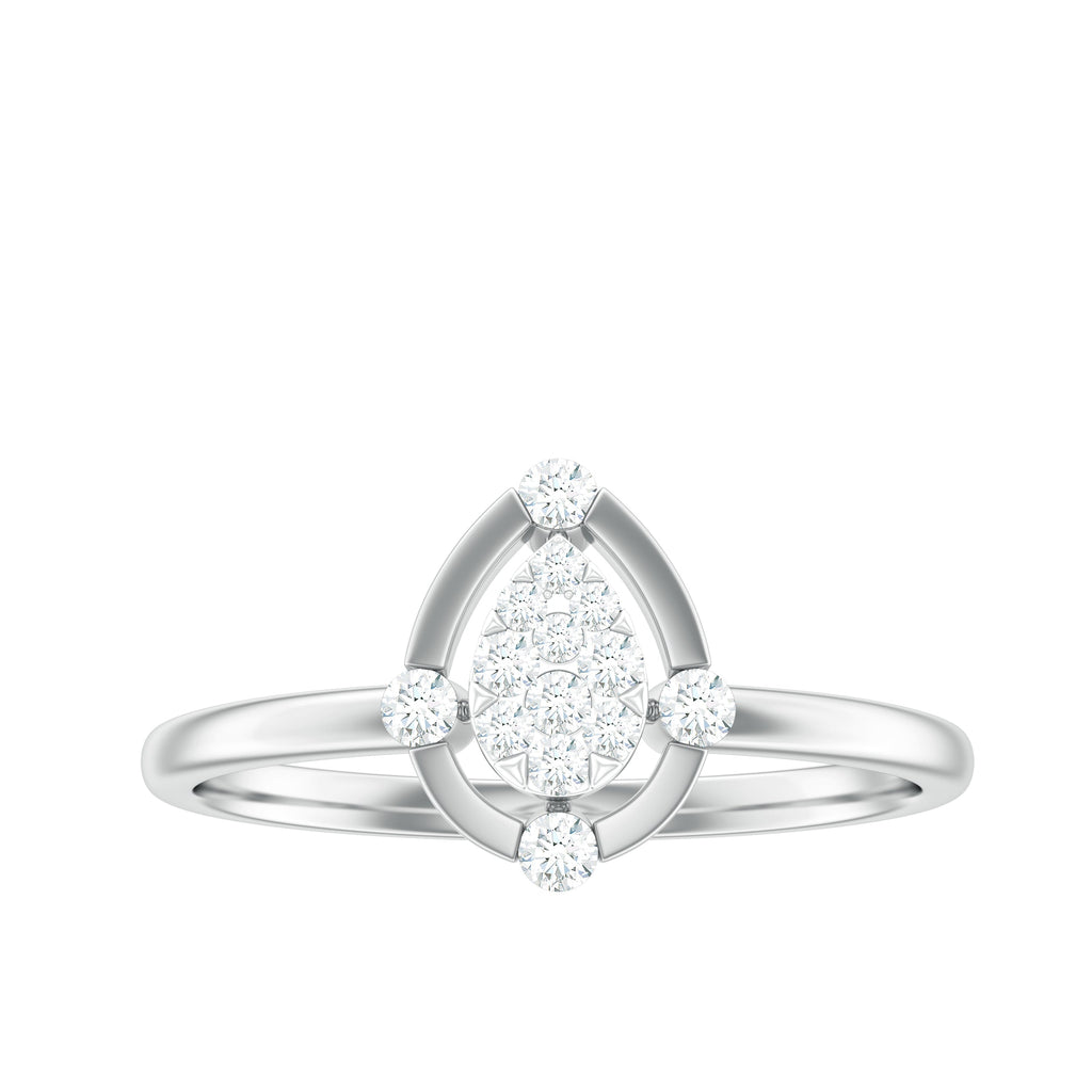 Natural Pear Shaped Diamond Cluster Engagement Ring