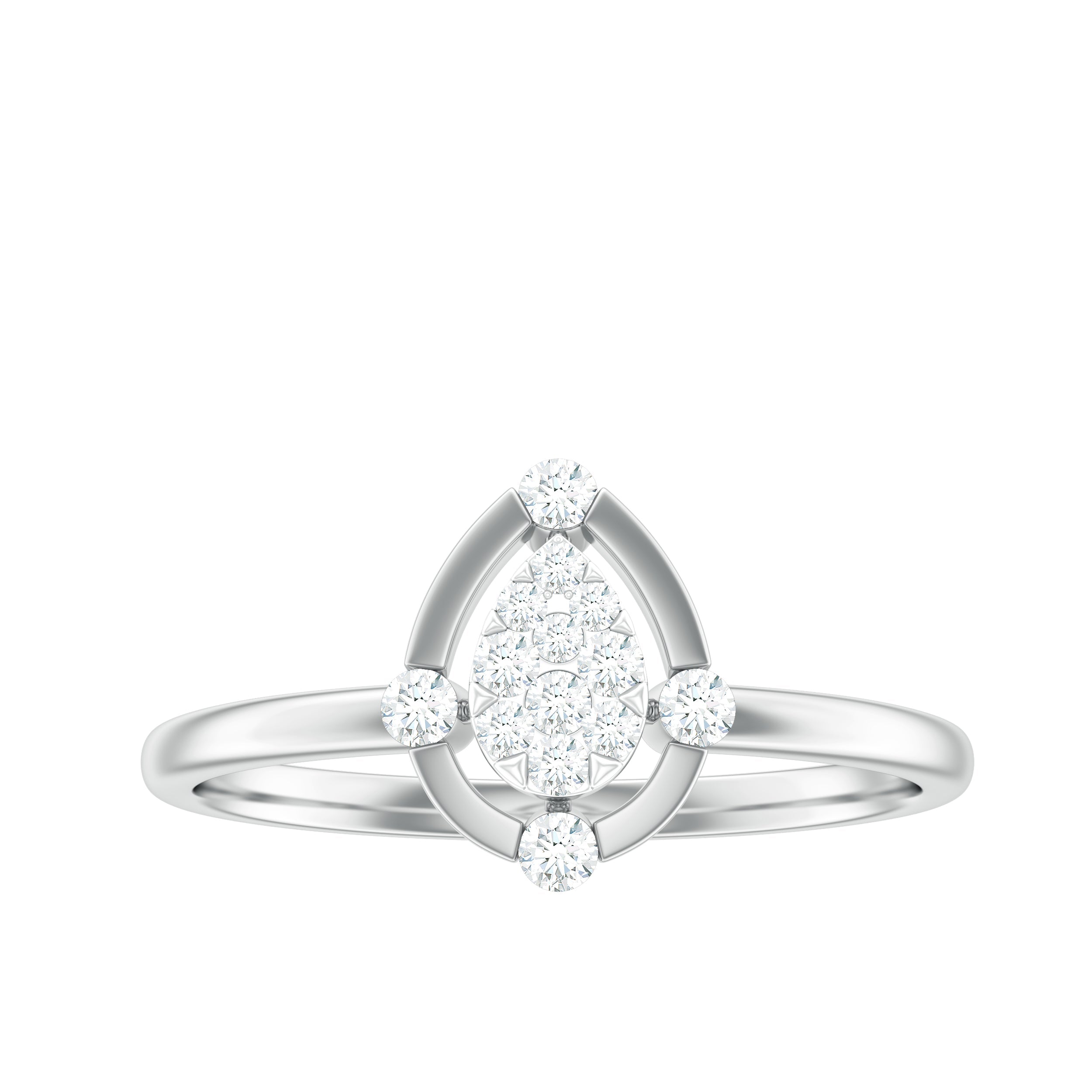 Natural Pear Shaped Diamond Cluster Engagement Ring