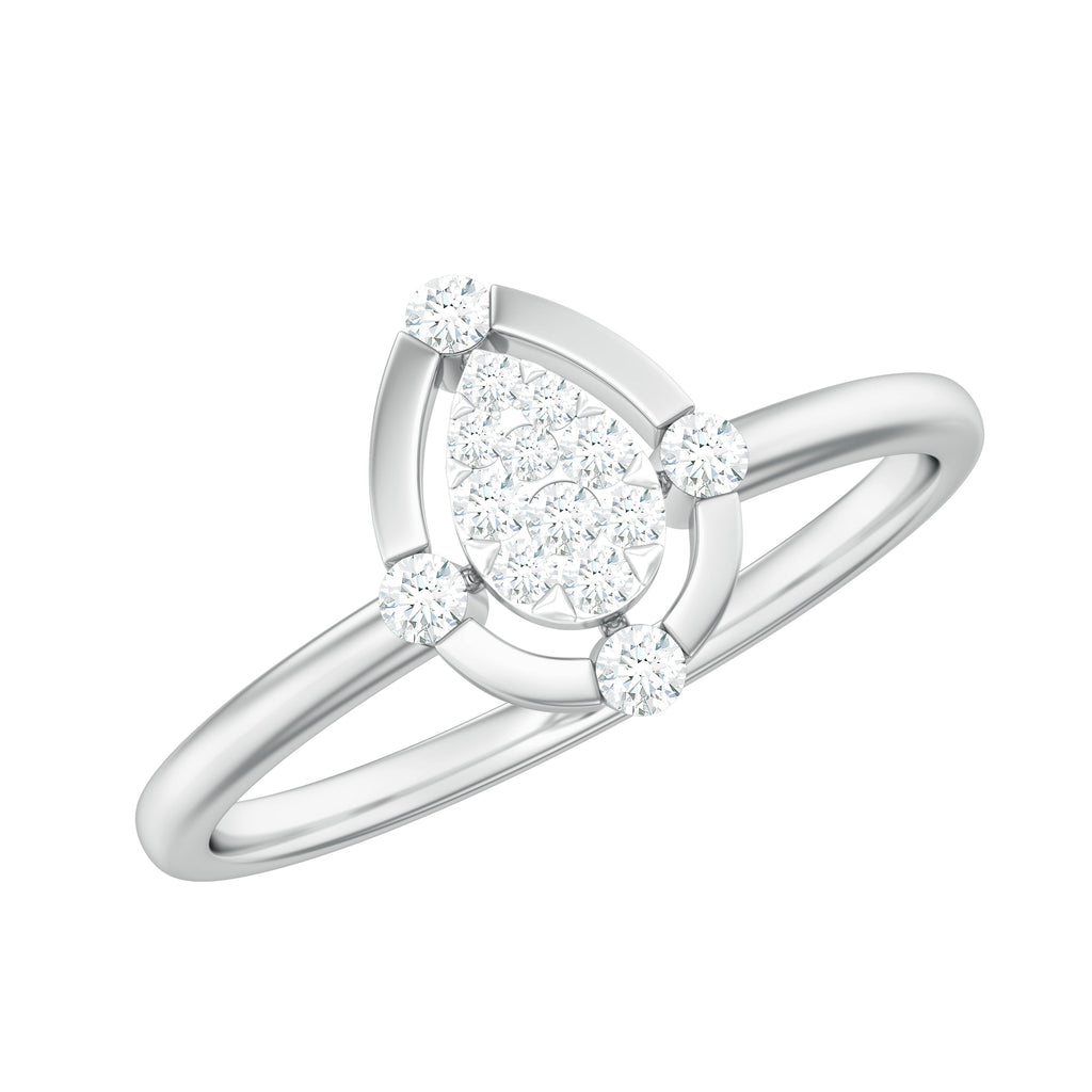 Natural Pear Shaped Diamond Cluster Engagement Ring