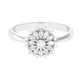 Certified Real Diamond Flower Engagement Ring
