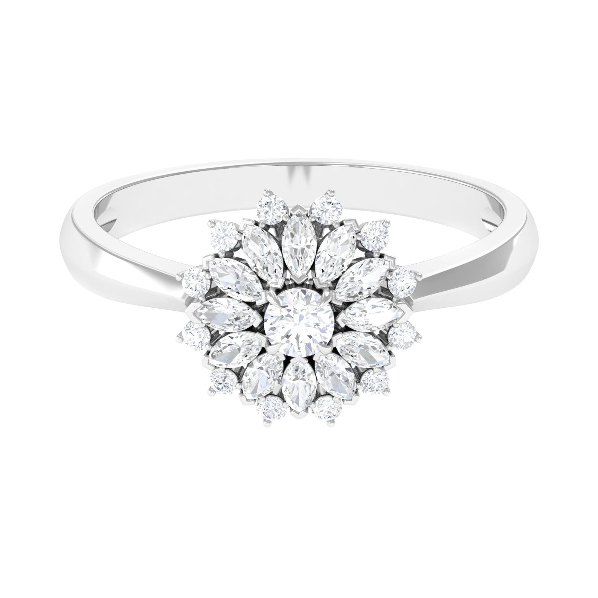 Certified Real Diamond Flower Engagement Ring
