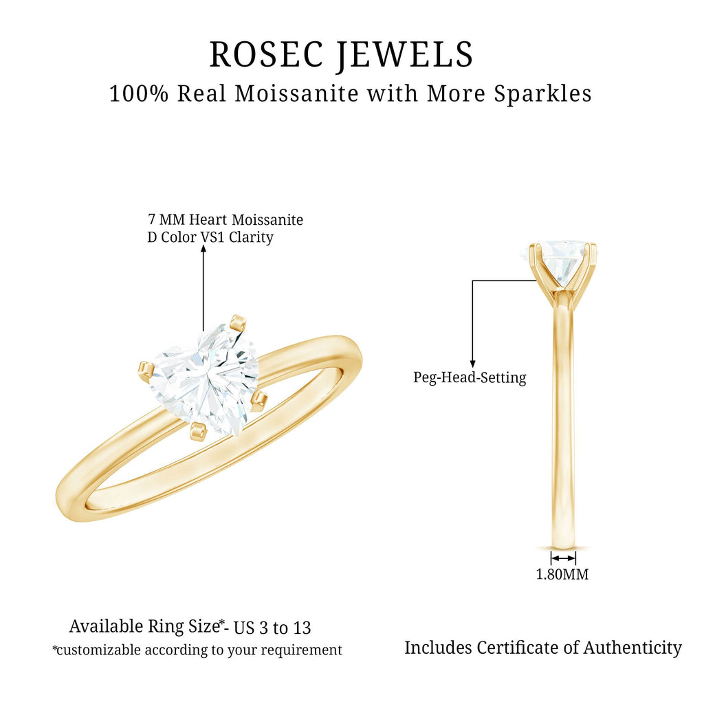 1 CT Heart Shape Certified Moissanite Engagement Ring