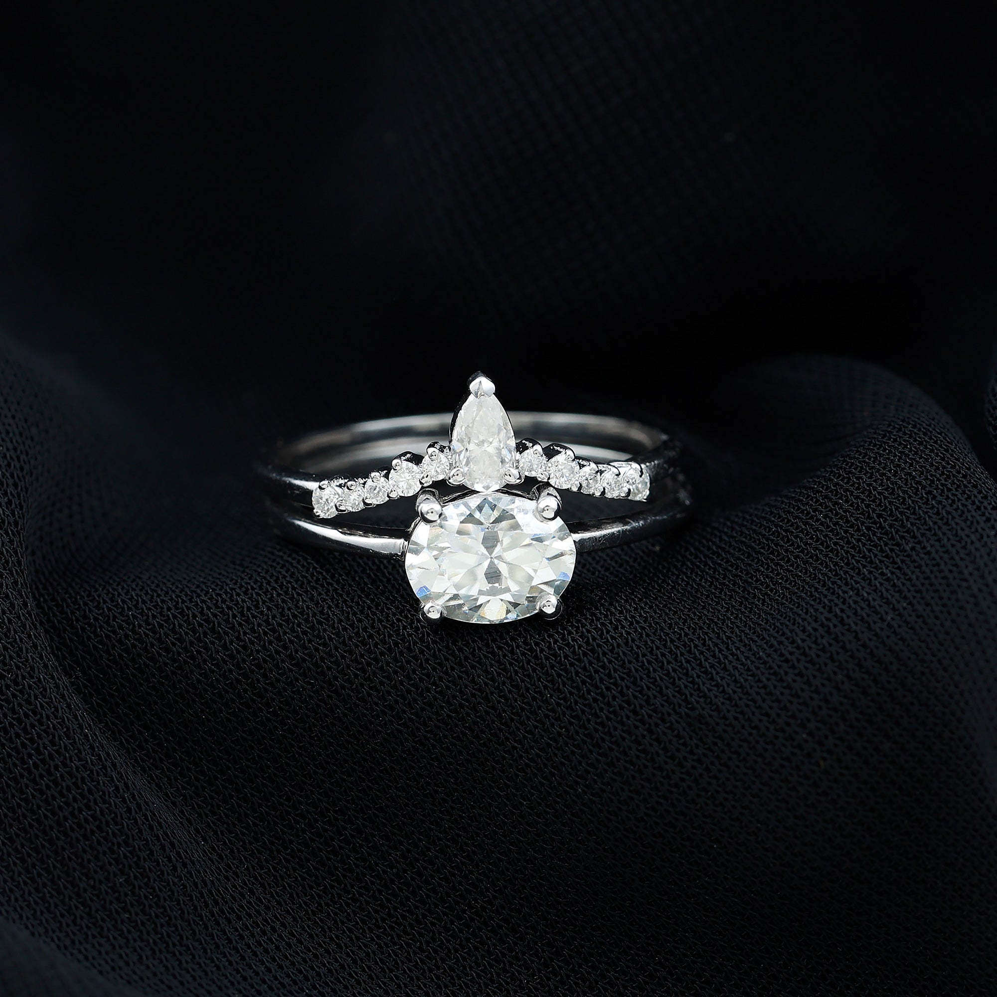 Certified 6X8 MM Oval Lab Grown Diamond Engagement Ring With Enhancer