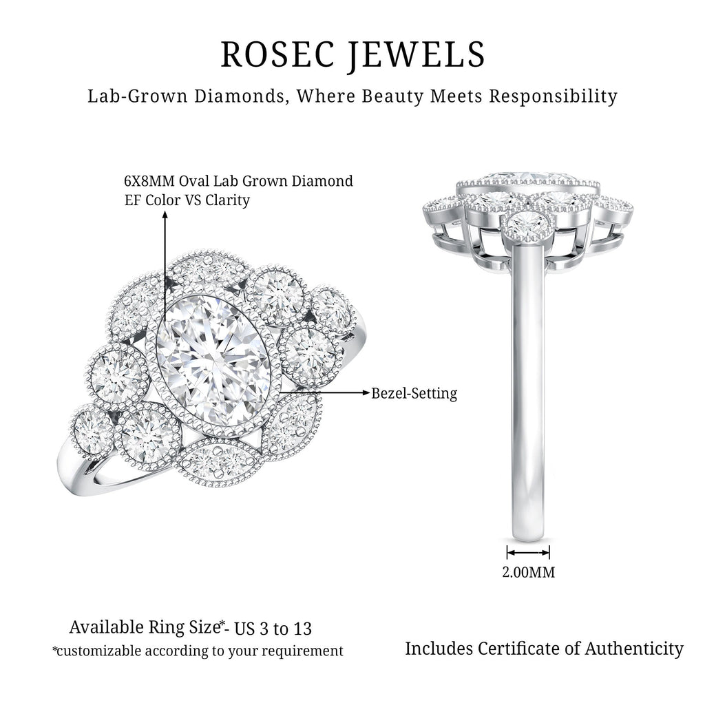Certified Lab Grown Diamond Oval Engagement Ring