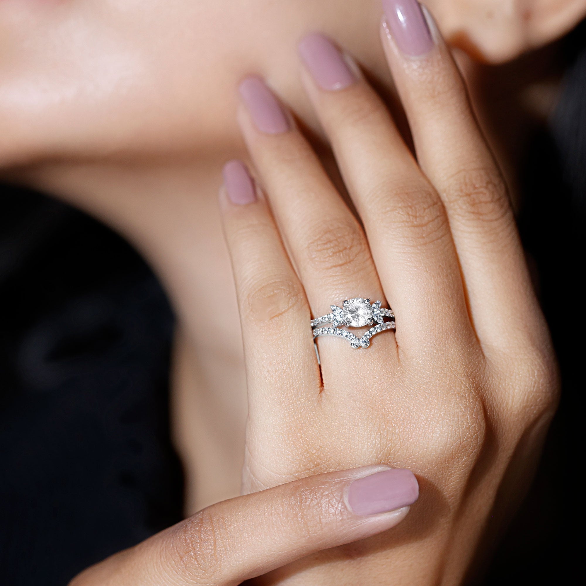 Certified 6 MM Cushion Lab Grown Diamond Engagement Ring with Wedding Band