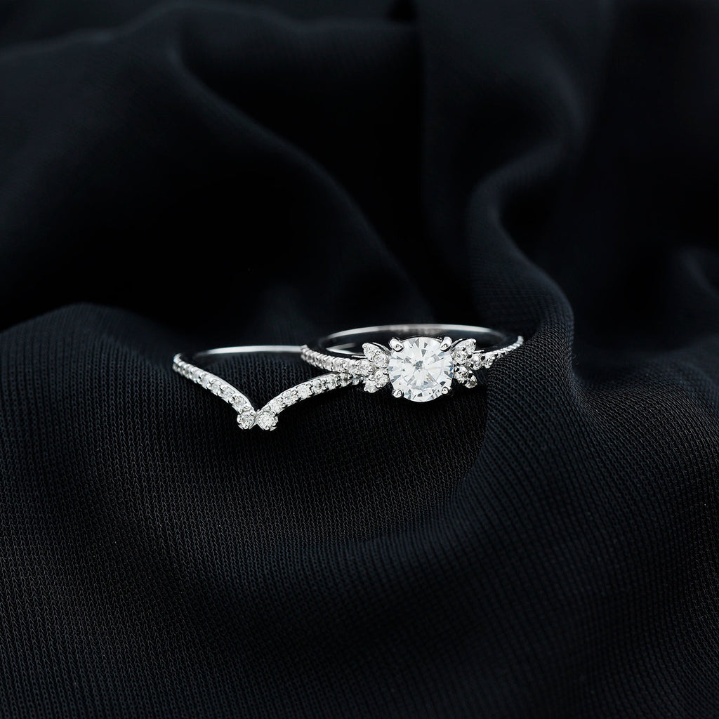 Certified 6 MM Cushion Lab Grown Diamond Engagement Ring with Wedding Band