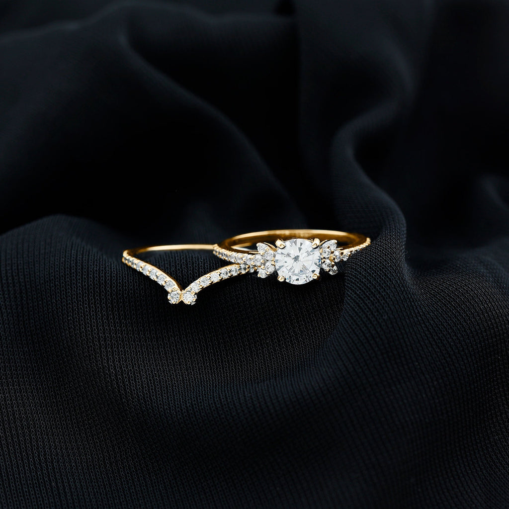 Certified 6 MM Cushion Lab Grown Diamond Engagement Ring with Wedding Band