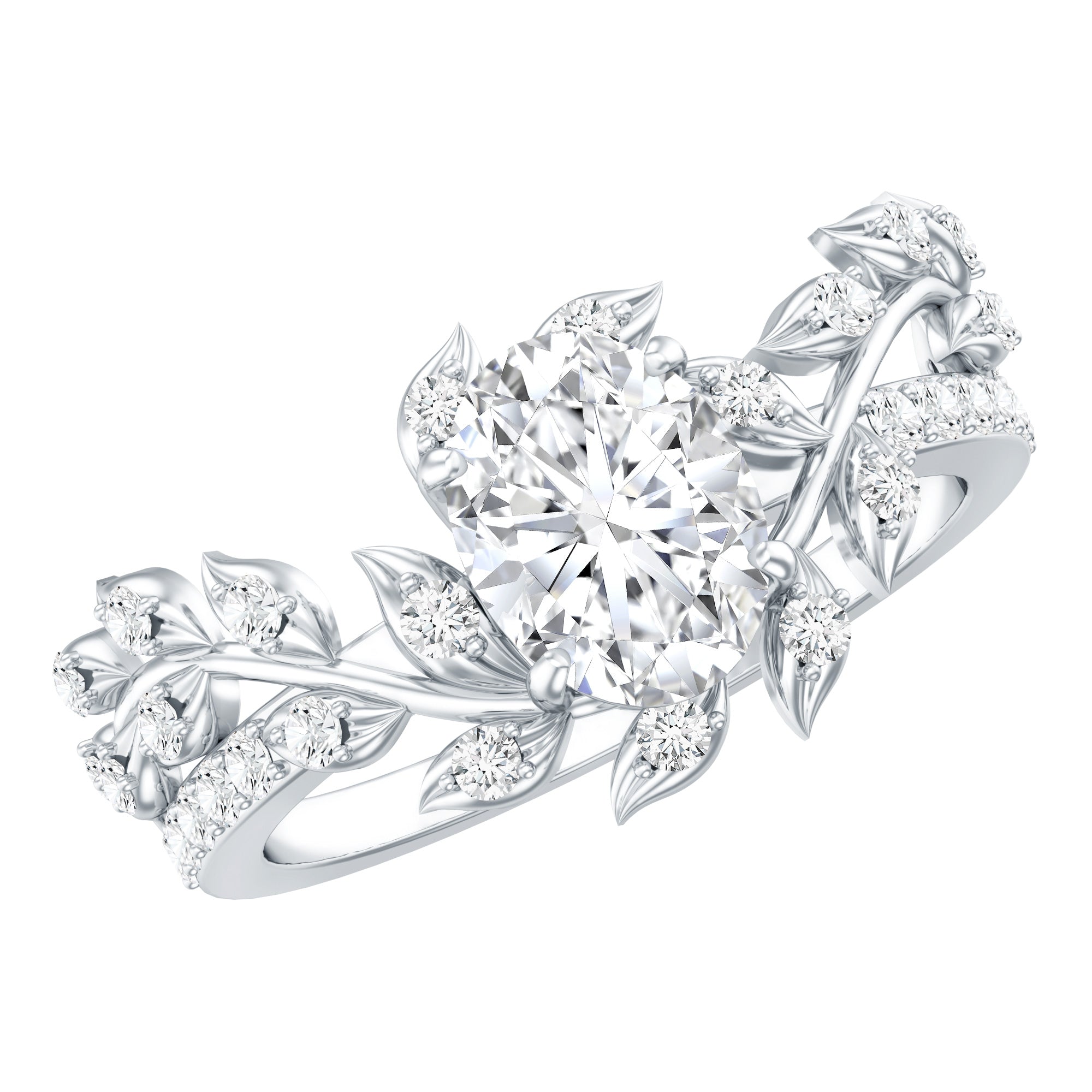 6X8MM Oval Lab Grown Diamond Petal Prong Engagement Ring