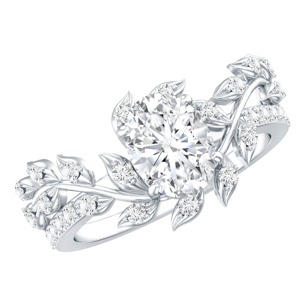 6X8MM Oval Lab Grown Diamond Petal Prong Engagement Ring
