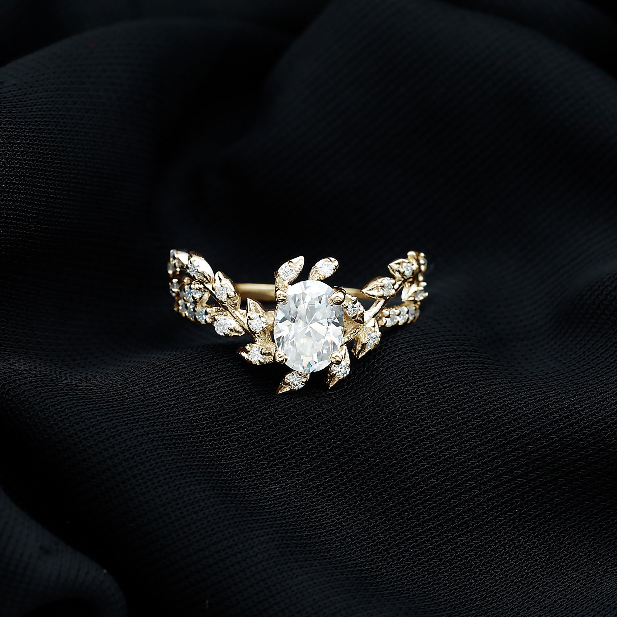 6X8MM Oval Lab Grown Diamond Petal Prong Engagement Ring