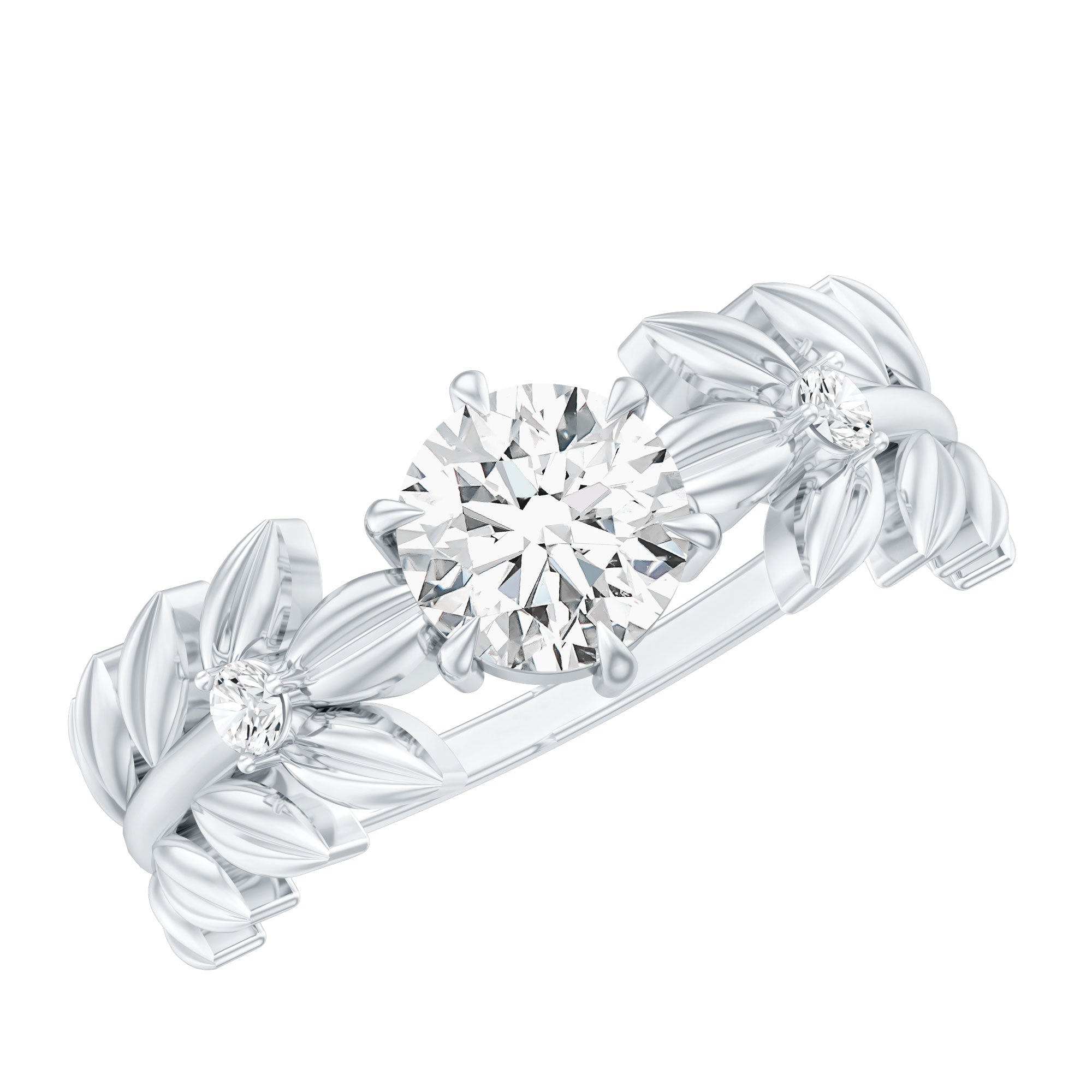 6 MM Lab Grown Diamond Nature Inspired Engagement Ring