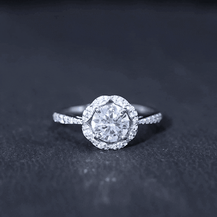 Certified 7 MM Lab Grown Diamond Halo Engagement Ring
