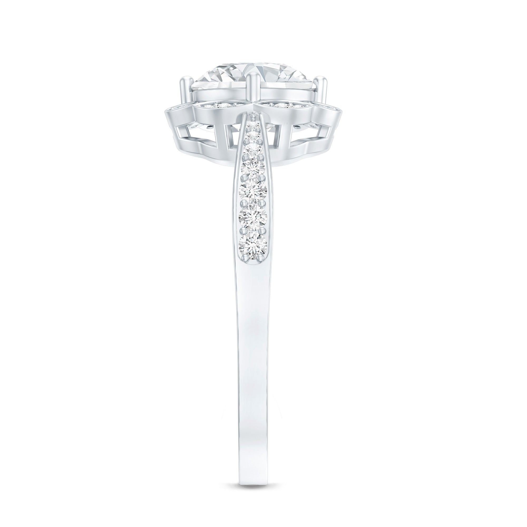 Certified 7 MM Lab Grown Diamond Halo Engagement Ring