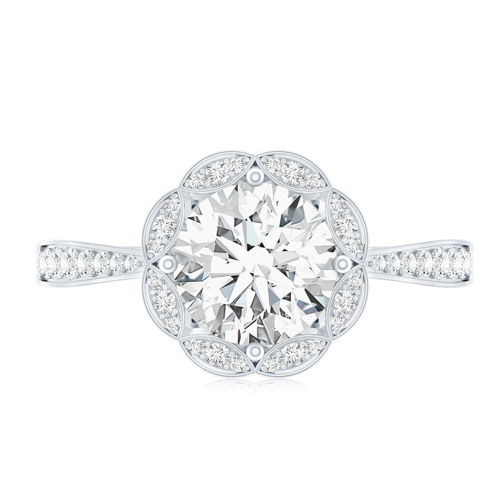 Certified 7 MM Lab Grown Diamond Halo Engagement Ring