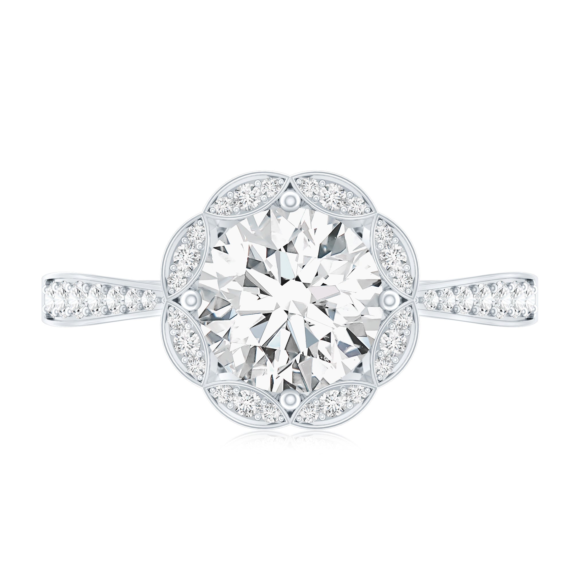 Certified 7 MM Lab Grown Diamond Halo Engagement Ring