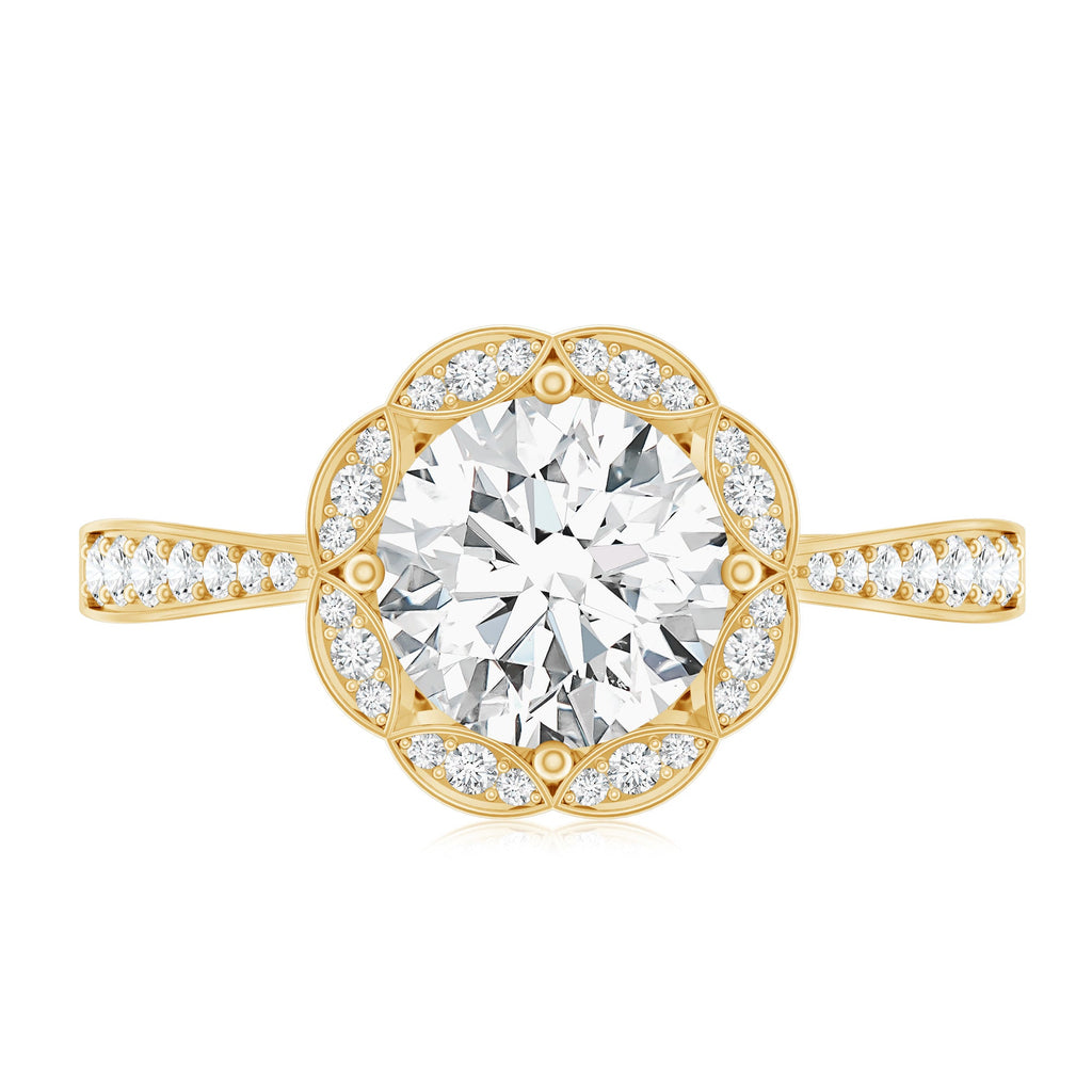 Certified 7 MM Lab Grown Diamond Halo Engagement Ring