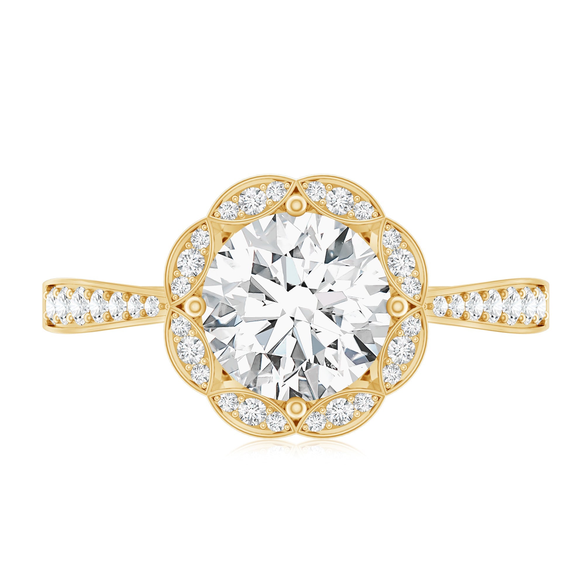 Certified 7 MM Lab Grown Diamond Halo Engagement Ring