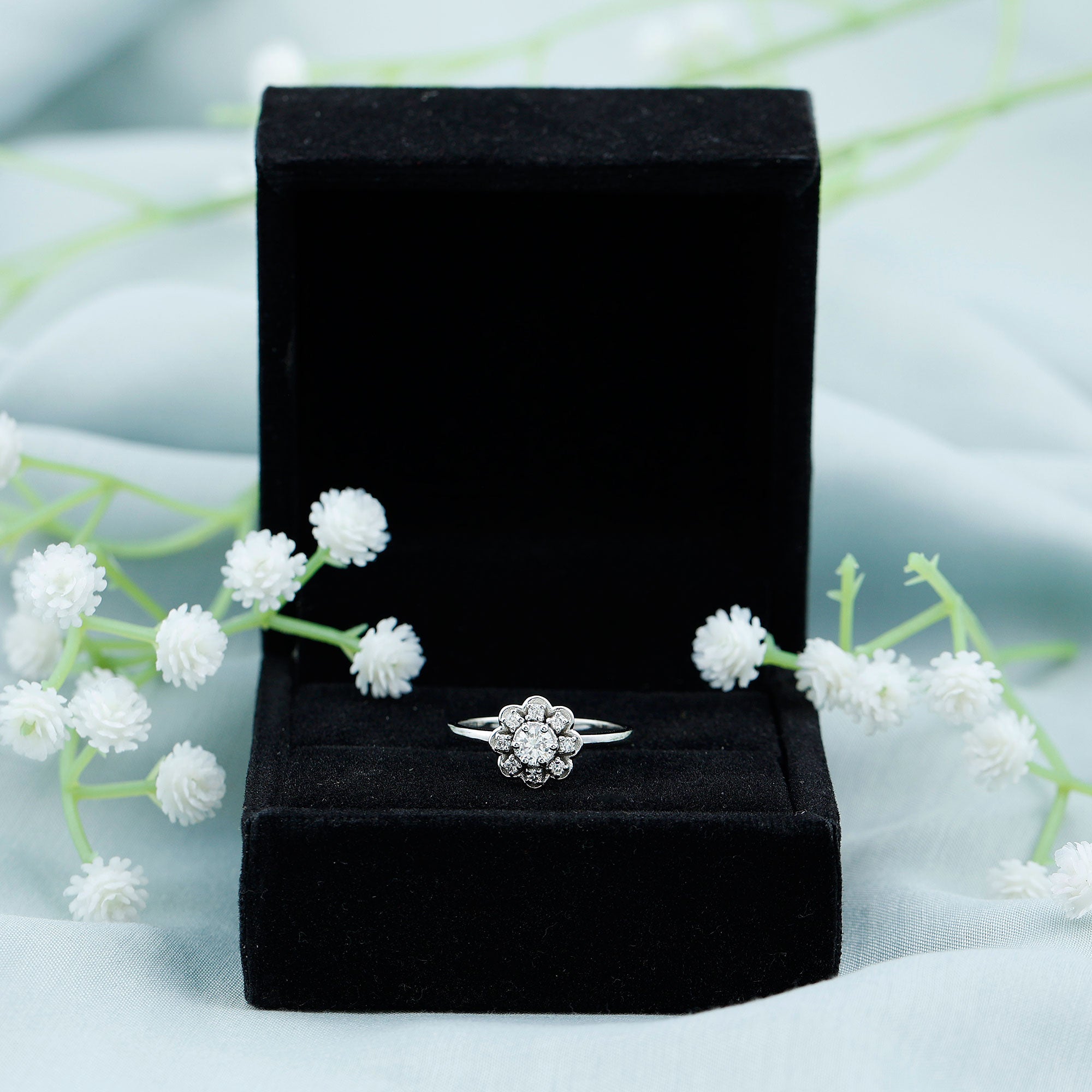 Certified Lab Grown Diamond Flower Promise Ring For Women
