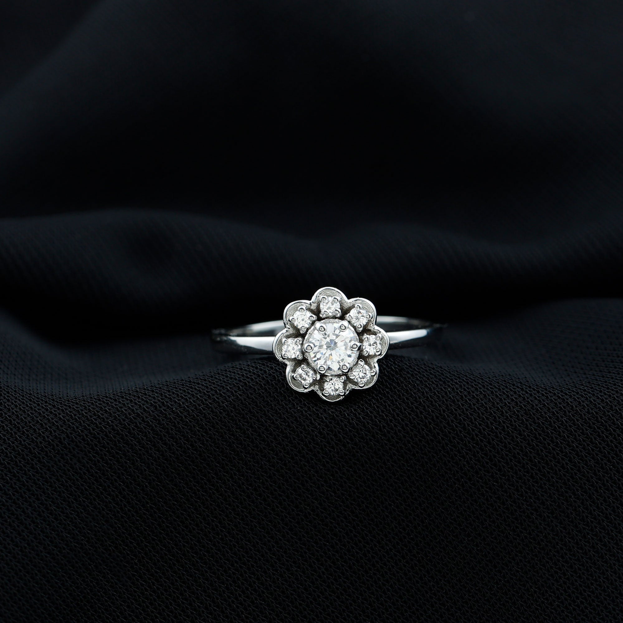 Certified Lab Grown Diamond Flower Promise Ring For Women