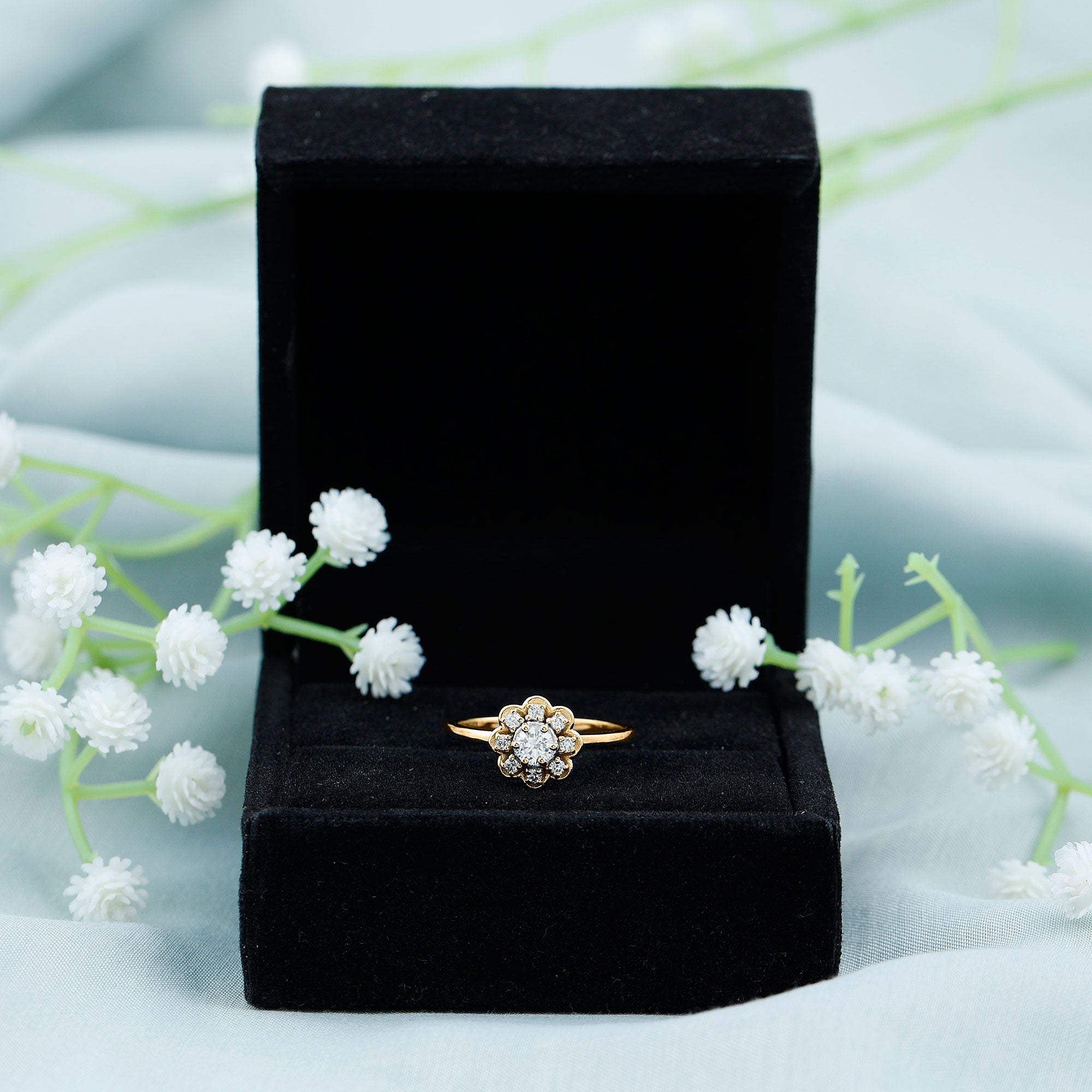 Certified Lab Grown Diamond Flower Promise Ring For Women
